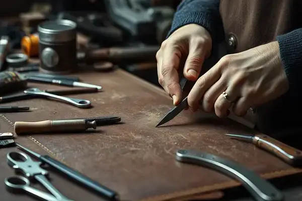 Professional craftsmanship showcase with tools and completed restoration work