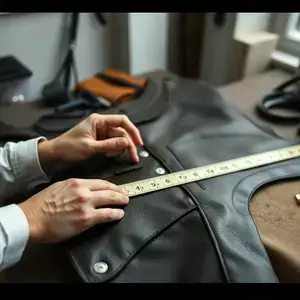 Custom leather alteration process with detailed measurements and fitting