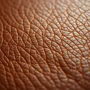 Close-up detail of restored leather showing improved texture and color depth