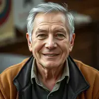 Portrait of David Park, a 61-year-old man with graying hair and a friendly expression
